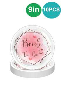 10 قطع أطباق ورقية لزينة الحفلات، أطباق ورقية لحفلة العزوبية ، أطباق دائرية "عروس مستقبلية" لحفلة العزوبية، أطباق حلوى صالحة للاستعمال مرة واحدة مناسبة للأعراس والخطوبة وحفلات العزوبية