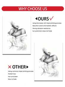 3Pcs/Set, Optional Frame, High Quality Print Painting, Modern Style, Ink Painting Style, Characters, Flowers, Black, White And Gray Tones, Simple Art, Wall Art Poster, Home Decoration, Decorative Painting, Suitable For Living Room, Sofa, Bed, Hallway, Bedroom, Bathroom, Office, Perfect Art Gift