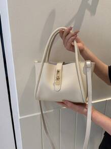 Bolso de mano de mujer de unicolor de PU de moda, versátil bolso cruzado con monedero pequeño
