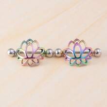 1 paire de bijoux de piercing corporel en forme de lotus en acier inoxydable. Anneaux pour mamelons en trois couleurs, accessoires de piercing corporel, convenant aux femmes pour le porter en été/toutes saisons, bijoux de corps/cadeau de piercing corporel