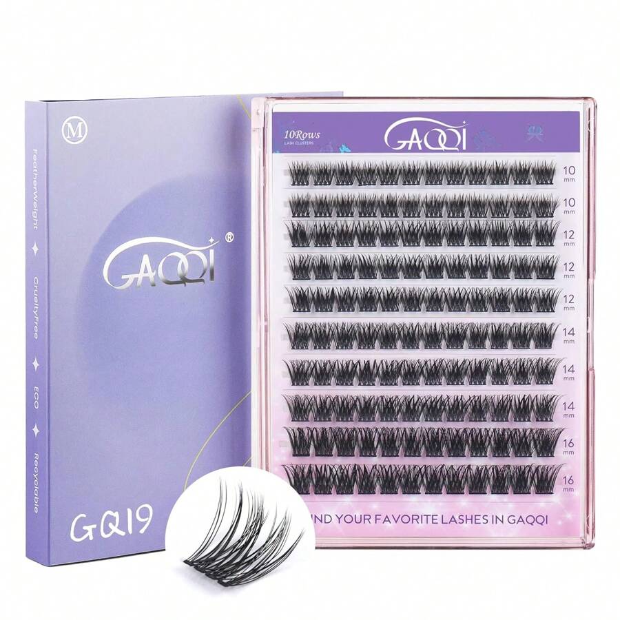 Pestañas postizas autoadhesivas GAQQI, pestañas en racimos de 10-14 mm de estilo manga natural, pestañas reutilizables sin pegamento con rizo C, nuevas pestañas en racimos precoladas con láminas finas (PG25)