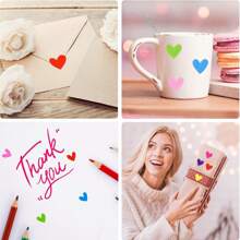 6pcs/Pack Heart-Shaped Colorful Stickers, Suitable For Scrapbooking, Valentine's Day Decorations, Gift Decorations, Home Decor, Packaging, Handicrafts, DIY, Book Decoration, Stationery Decoration School Supplies,Back To School