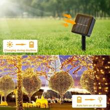 1 Pacote 5m/12m/22m 20/30/50/100/200 Luzes Solares LED, 8 Modos, Luz Solar de Fada para Exterior, Decorações de Festa de Natal, Luzes Solares de Jardim, Branco/Branco Quente/Multicolorido