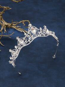1pc Elegant Princess Headdress Fashion Headband Crown Tiara, Rhinestone Alloy Bridal Crown For Women Costume, Party, Wedding, Photography Accessory