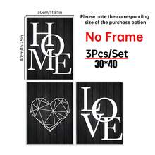 3 件黑色家居爱情海报和印刷品、高品质帆布印刷、黑白帆布画、北欧装饰家居艺术、适用于客厅和卧室、帆布墙艺术、家居装饰、房间海报、房间装饰美学、房间装饰用品、可选框架。 - 黑與白 - 查看 14