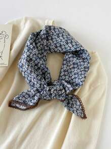 1 pezzo Nuovo arrivo da donna Sciarpa quadrata in cotone 100% da 70 cm, stile bohémien, stampa floreale, versatile, per primavera/estate