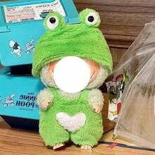 Blind Box Macaron Plush Vinyl Dolls, Frog Outfit For Labubu