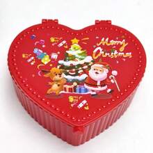 صندوق مجوهرات قلب أحمر بشكل قلب مصنوع من البلاستيك بنقوش عيد الميلاد، مناسب لتخزين وعرض المجوهرات، مناسب لتعبئة مستحضرات التجميل، صندوق هدايا عيد الميلاد.