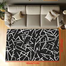 1pc Luxury Minimalist Line Art Patterned Carpet, 1100g High Density Faux Wool + TPR Washable Bottom, 0.6cm Thickness, Vintage European Botanical Elements Soft Shaggy Area Rug For Outdoor, Entryway, Living Room, Bedroom, Laundry Room, Bathroom, Machine Washable All Season Large Size Mat, Home Decor