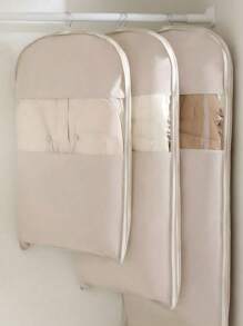 1pc Compressible Dust Cover For Down Jackets, Garment Storage Bag With Clear Viewing Window – Space Saving Hanging Garment Bag With Self Compression Zipper, Wardrobe Organizer, Closet Storage And Organization