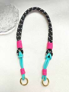 1pc Women's Short Nylon Lanyard Accessory Elastic Personalized Hanging Decor For Bags & Shoulders Crochet Y2K Goth - Multicolor - View 4