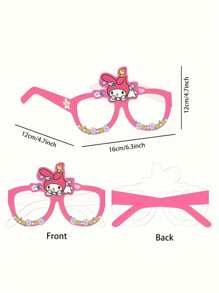 Sanrio Birthday Party Glasses Prop Set - Hello Kitty, My Melody, Kuromi-Themed Paper Photoboot Eyewear Decorations, No Feathers For Seasonal Holiday Parties
