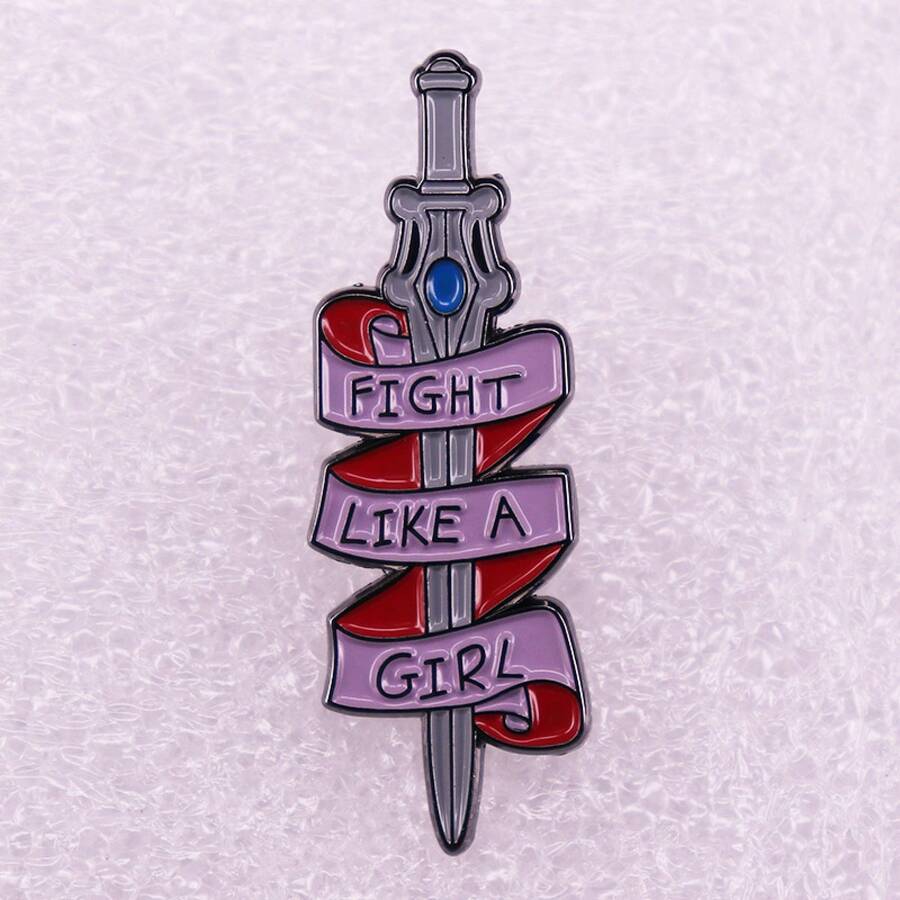 "Fight Like A Girl"  Brooch - Multicolor - View 1