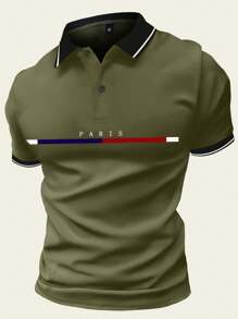 Zomerse poloshirts voor heren, T-shirts met korte mouwen, kleurrijke strepen, Parijse prints, golf- en tennissportkleding, casual kleding voor de sportschool, sportkleding voor buiten, basketbal, voetbal, rugby, sportschool.