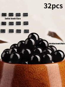 20pcs High-Quality Constellation Decorative Beads & Natural Obsidian Crystals, Can Be Used To Make DIY Jewelry, Bracelets, Couple Necklaces, Mobile Phone Chains And Unique Constellation Jewelry Gifts, Are Ideal Gifts For Halloween, Christmas And Thanksgiving. - Multicolor - View 10