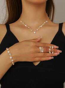 1 Set Of Fashion Jewelry, Including Necklaces, Earrings, Bracelets, Suitable For Women's Daily Wear, Weddings, Parties, Etc.
