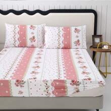 3pcs Printed Bedsheet Set [1pc Bedsheet + 2pcs Pillowcase], No Bed Sheet, No Fill. New Stone Pattern, Soft And Comfortable Fabric. Suitable For Bedroom, Hotel, Dormitory, School, Vacation Rental