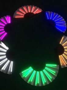 LED Lighted Fan; Multi-Color Chinese Handheld Folding Fan; Birthday Party Dance Gift; Wedding Night Bar Club Fluorescent Prop