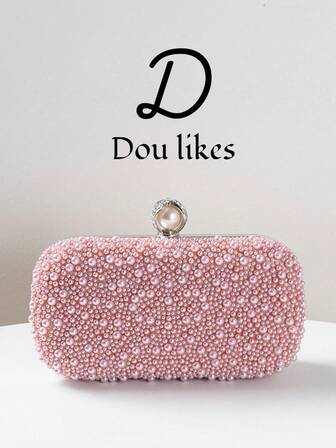 Elegant Pearl Decorated Evening Clutch Bag, High-End Wedding Engagement Party Cheongsam Purse For Graceful Lady