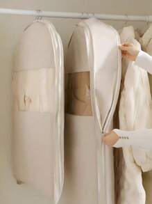 1pc Compressible Dust Cover For Down Jackets, Garment Storage Bag With Clear Viewing Window – Space Saving Hanging Garment Bag With Self Compression Zipper, Wardrobe Organizer, Closet Storage And Organization