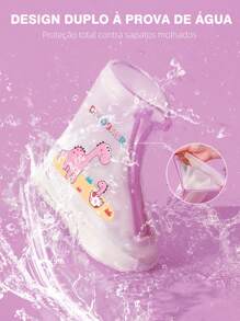 Freedom 1 par de cubiertas de botas de lluvia de PVC para niños, con diseño de dinosaurio de dibujos animados, cubrecalzado impermeable con cordón frontal, cubierta de zapatos reutilizable antideslizante para exteriores, para la escuela, oficina, hogar, viajes, útiles escolares