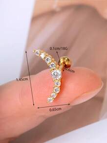 1PC Stainless Steel Cartilage Stud Earrings Crystal CZ Leaf Flower Star Moon Screw Back Earrings Tragus Helix Flat Rook Conch Standard Piercing Jewelry For Women