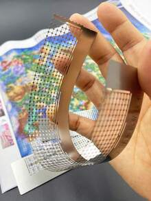 Diamond Painting Tool Ruler - Sewing Supplies Measuring Tape, Diamond Embroidery Tool Ruler, Cross Stitch Drawing Ruler, Round Diamond Cross Stitch Dot Diamond Grid Ruler, Embroidery Tool Accessories - Silver - View 6