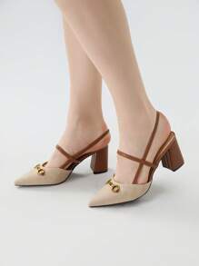 Zapatos de tacón alto para mujer con decoración de hebilla de tela de lino, elegantes y con estilo para fiestas y vacaciones, regalos de Navidad y invierno