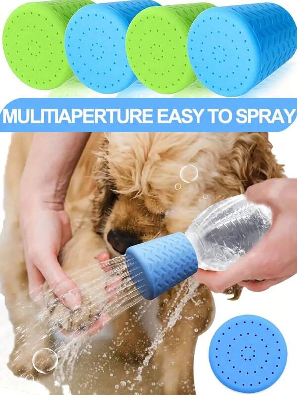 Innovative Silicone Pet Shower Head, Portable Pet Cleaning Shower Head, Multifunctional Dog Bathing And Outdoor Drinking Accessories, Silicone Shower Head, Dog Shower Head, Silicone Pet Shower Head, Outdoor Pet Cleaning Supplies, Portable Outdoor Dog Shower Bottle Spray Head, Outdoor Water Spray Head, Pet Shower Nozzle Adapter, Camping, Hiking And Beach Use, Suitable For Most Plastic Water Bottles