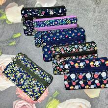 1件/4件/6件田园碎花双层双拉链迷你零钱包，多功能小钱包硬币包，创意独特派对小礼物 - 彩色 - 查看 9