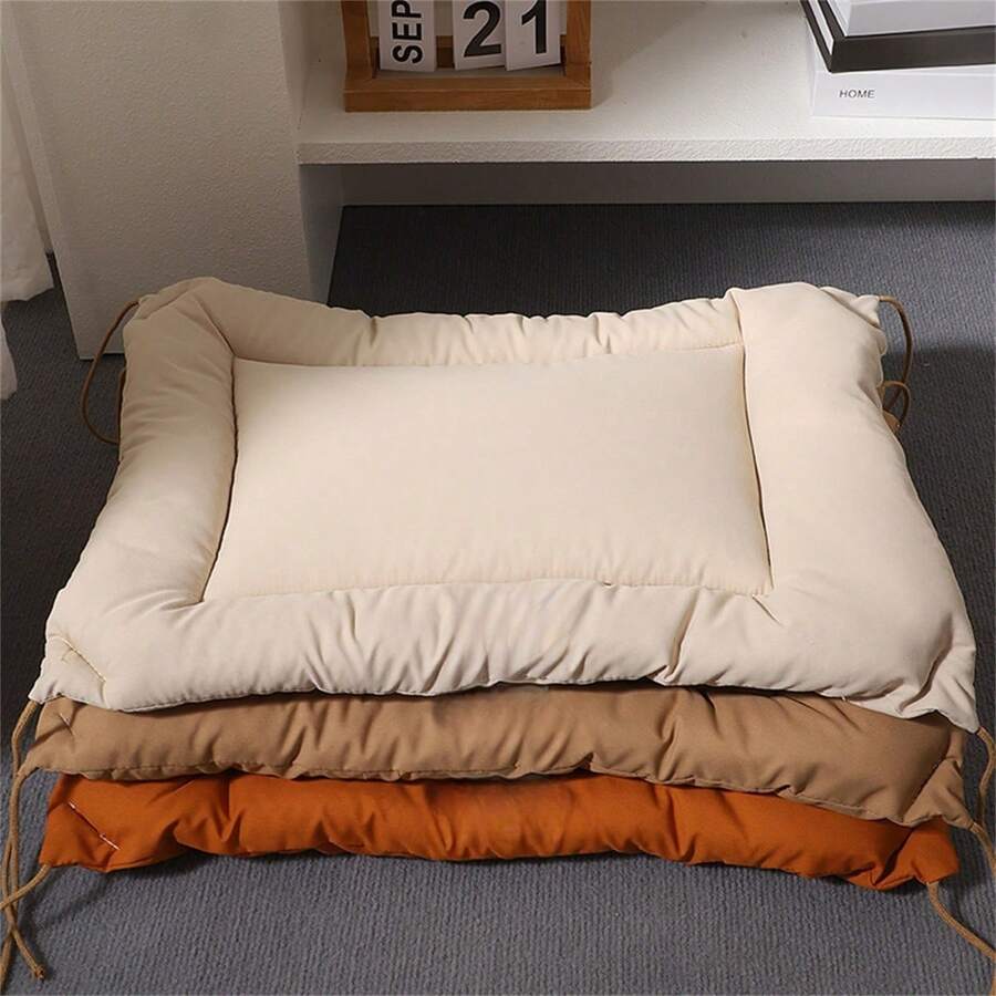 Comfortable All Season Pet Mat Suitable For Cats & Dogs - Thick, Warm Nest Bed, Geometric Rectangle Shape, With Strap Option, Fit For Small/Medium Breeds