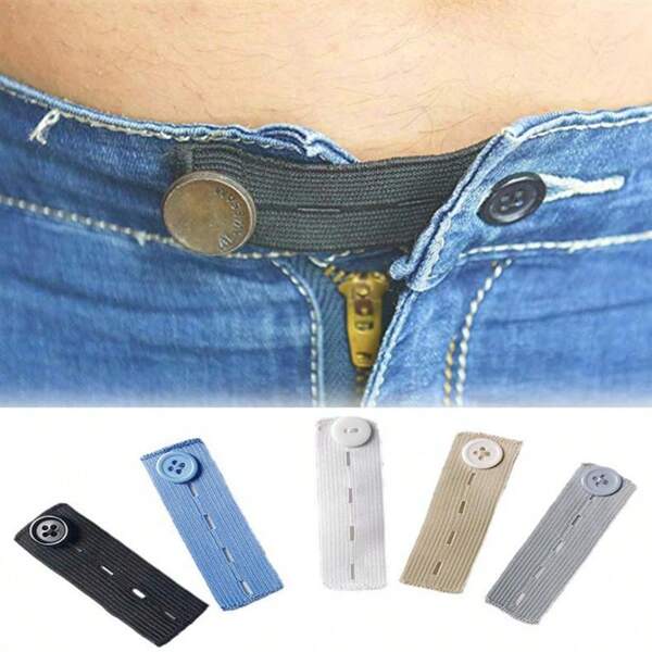 4PCS Instant Adjustable No-Sew Black Interlocking Tape Waistband Extender Buttons For Jeans And Pants - Effortless Size Adjustment, Comfortable Wear, And Easy Installation For Men And Women Of All Sizes Suitable For Teen Summer Casual Outdoor Athletic Or Vacation Travel Or Graduation Gifts Or Birthday Dress Accessories Or Daily Wear