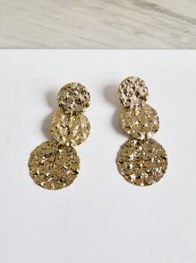 Pendientes de gota redondos con textura de metal para mujer