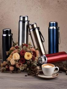 1pc 35OZ Matte Stainless Steel Insulated Leak-Proof Vacuum Water Bottle, Suitable For Car, Daily Use, Travel And Gifts, Durable Portable Latte Coffee Cup, Travel Drinking Cup, Iced Tea Cup, Thermal Flat Bottom Cup, Can Be Purchased Separately With Cup Sleeve