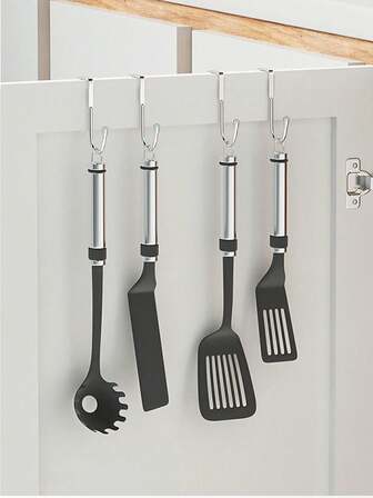 1 crochet en acier inoxydable en forme de S sans perçage, crochet double multifonctionnel pour portes de placards, portes arrière d'armoire/meuble à chaussures, disponible dans différentes spécifications.