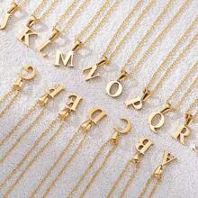 Collares de 26 letras chapados en oro de 18K de plata de ley 925, joyería de hip hop, collar y pulsera con colgante con letra de la suerte, joyería versátil de moda como regalo de cumpleaños