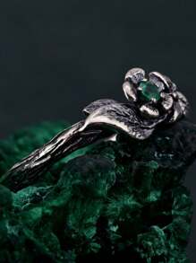 Vintage Green Zirconia Butterfly Ring | Elegant Luxury Purple Design, Delicate & Versatile Women Daily Accessory