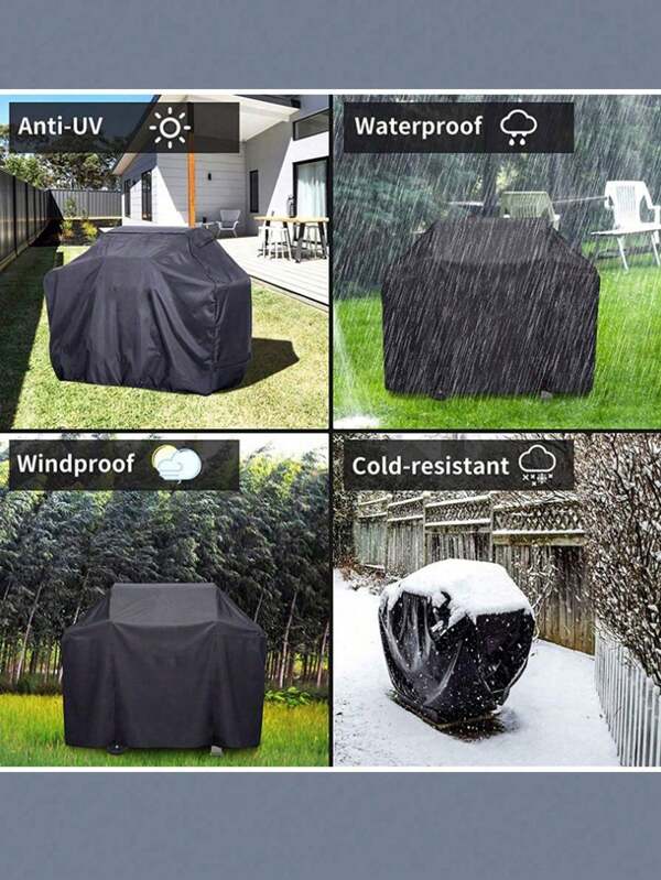 1pc Outdoor BBQ Grill Dust Cover, Waterproof Weatherproof Protective Cover For Outdoor Barbecue Rack