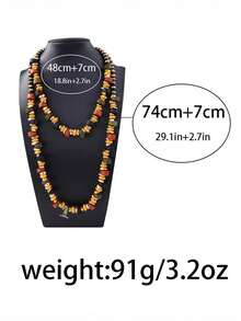 1pc Creative Casual Versatile Wooden CCB Double Layered Rhinestone Necklace For Women - Beaded Necklace - View 7