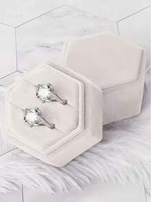 1 hộp đựng nhẫn nhung, hộp đựng nhẫn nhung hình lục giác, hộp đựng trang sức, 4,7cm/1,85in * 4,5cm/1,78in, hộp đựng trang sức hình vuông - trắng - Xem 13