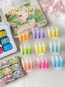 Jillradia Esmalte de uñas semisólido de 9 colores con diseño de hadas florales, de alta saturación y popular para uso especial en salones de uñas