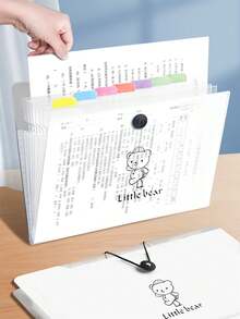 1 个风琴封口透明大容量储物袋，5/8/12 个隔层可选，卡通熊文件夹，背带熊文件夹，学生试卷袋，科目整理袋，文具整理袋，返校礼物（含索引标签）