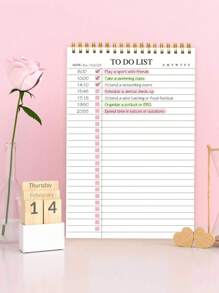 Trees 3pcs Pink Daily To-Do List Notepad Planner Spiral Notebook School Supplies,Back To School