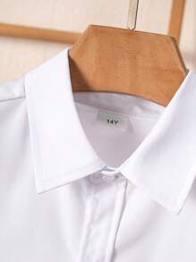 Camisa formal de manga corta blanca de estilo academia clásica para adolescentes, uso informal para fiestas