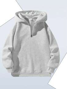 Men's Gray Half-Zip Sweatshirt - Breathable Athletic Pullover Sportswear Top For Running Gym Casual Wear