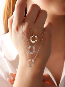 Collar de acero inoxidable con herradura personalizada, collares antidecoloración chapados en oro de 18k y color plateado para mujeres, joyería de boda personalizada estética, accesorios de vacaciones, regalo para mamá/hija/mejor amiga