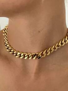 Tkool 1 pieza Collar de cadena gruesa elegante, accesorio de moda para mujer