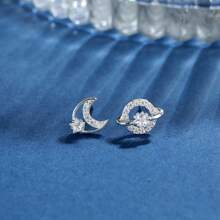 1 pieza Nuevos aretes de plata pura S999 para mujer, diseño de nicho, perforación de oreja, diseño de alta gama, arete de plata pura, regalo de joyería