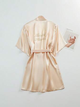 1 件婚礼新娘新娘染色长袍丝绸长袍婚礼化妆高级晨衣适合酒店、婚礼派对、防护派对穿着返校