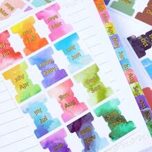 120 Pcs Month Index Label,Multicolored Adhesive And Writable Index Label Signs, Suitable For Pages, Bookmarks, Reading Notes, Book Annotations And Other Items. There Are 6 Types Of Index Labels, Including December Labels, Color-Coded Index Memo Writing Labels, Bookmarks, Suitable For The Start Of A New School Year, Returning To School And Office Use., School Supplies,Back To School